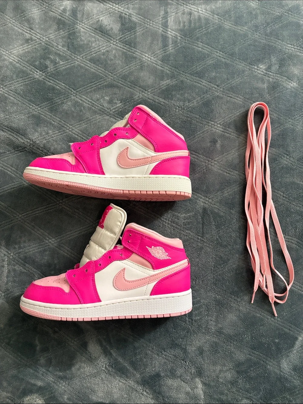 Nike Pink and White High-Top Sneakers